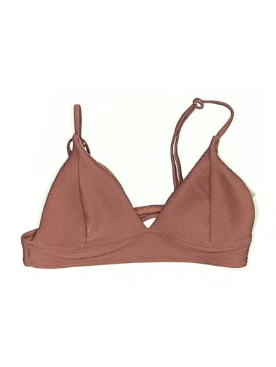 Pre-owned Cupshe Swimsuit Top Brown Solid Pattern Swimwear