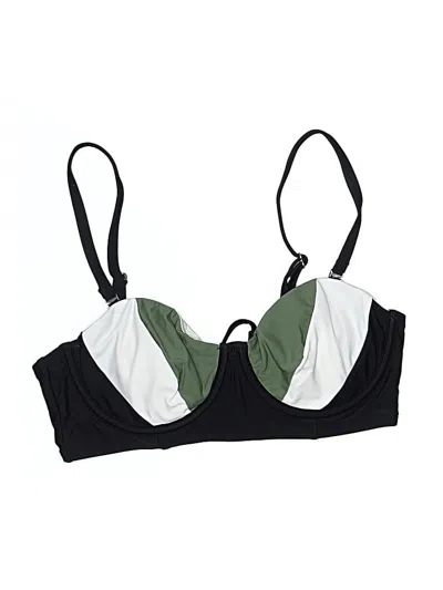 Pre-owned Cupshe Swimsuit Top Green Color Block Pattern Swimwear