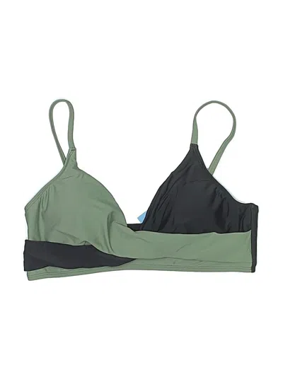 Pre-owned Cupshe Swimsuit Top Green Color Block Pattern Swimwear