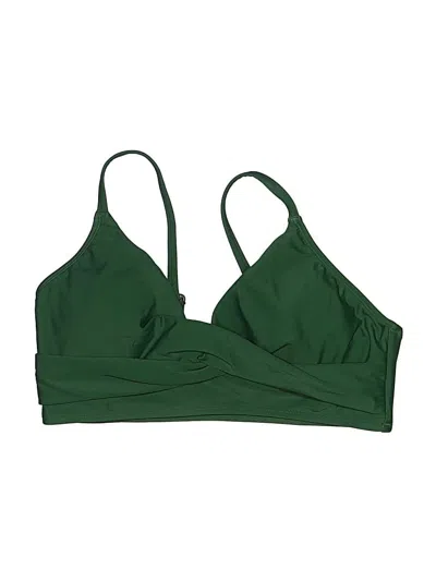 Pre-owned Cupshe Swimsuit Top Green Solid Pattern Swimwear