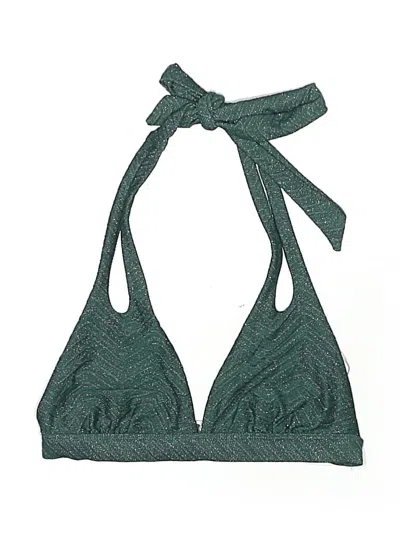 Pre-owned Cupshe Swimsuit Top Green Tweed Pattern Swimwear