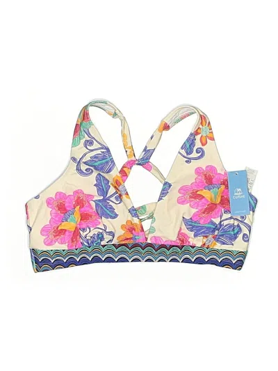 Cupshe Swimsuit Top Ivory Floral Pattern Swimwear In White
