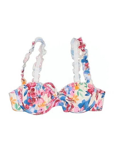 Pre-owned Cupshe Swimsuit Top Pink Floral Pattern Swimwear