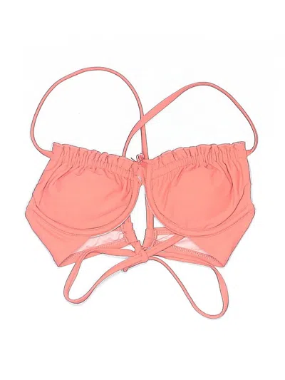 Pre-owned Cupshe Swimsuit Top Pink Solid Pattern Swimwear