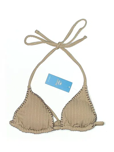 Cupshe Swimsuit Top Tan Chevron/herringbone Pattern Swimwear In Nude