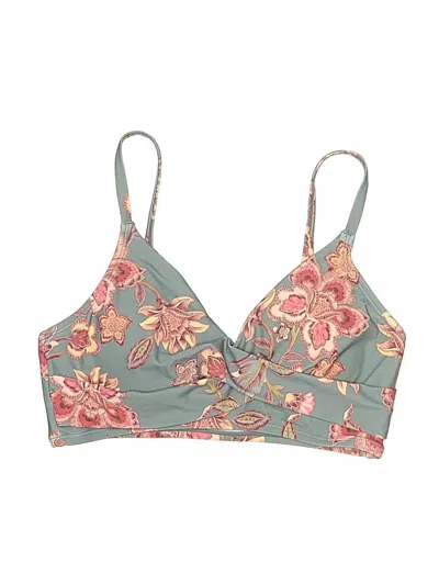 Cupshe Swimsuit Top Teal Floral Pattern Swimwear