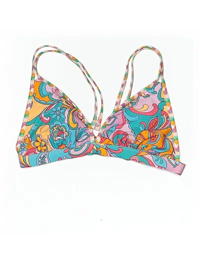 Pre-owned Cupshe Swimsuit Top Teal Paisley Pattern Swimwear In Blue