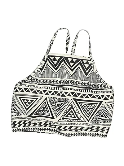 Pre-owned Cupshe Swimsuit Top White Print Pattern Swimwear