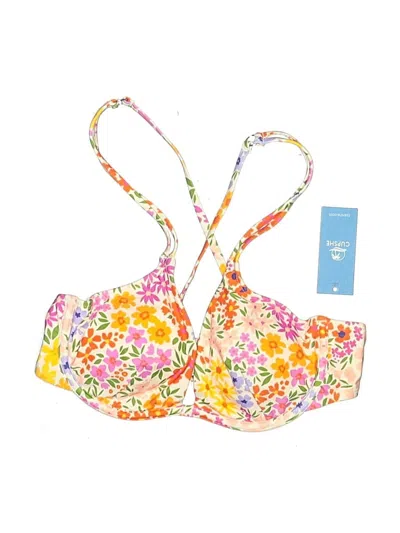 Cupshe Swimsuit Top Yellow Floral Pattern Swimwear