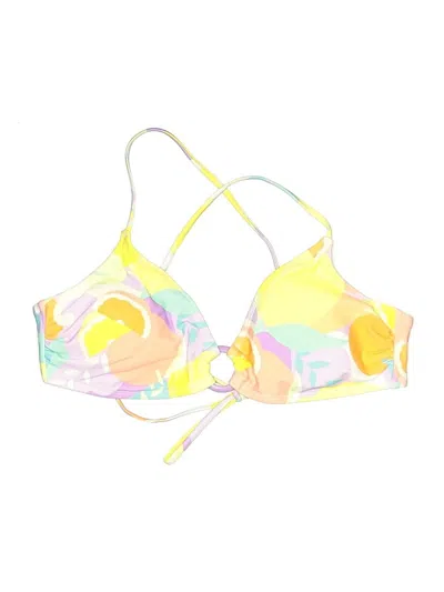 Pre-owned Cupshe Swimsuit Top Yellow Print Pattern Swimwear