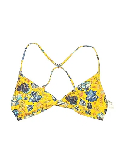 Pre-owned Cupshe Swimsuit Top Yellow Print Pattern Swimwear