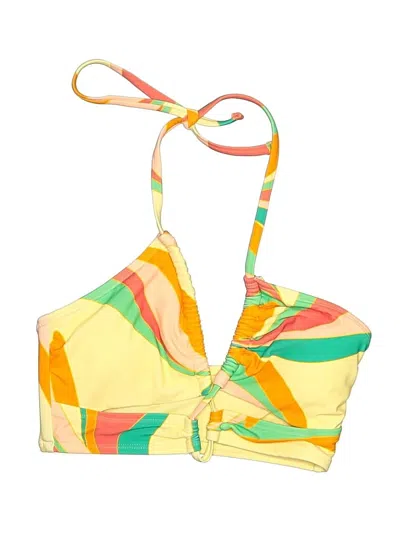Pre-owned Cupshe Swimsuit Top Yellow Print Pattern Swimwear