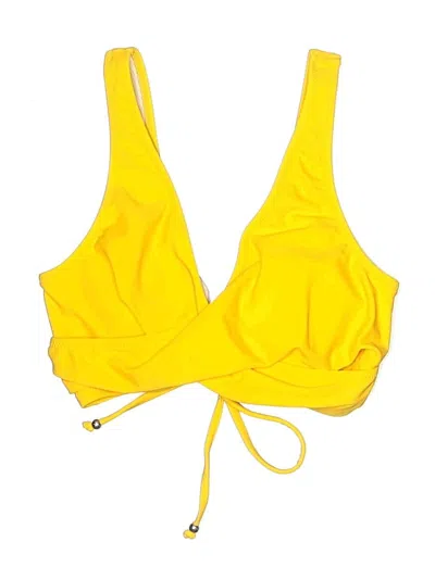 Pre-owned Cupshe Swimsuit Top Yellow Solid Pattern Swimwear