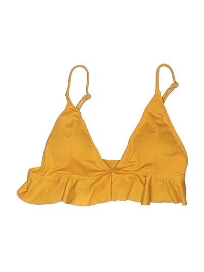 Pre-owned Cupshe Swimsuit Top Yellow Solid Pattern Swimwear