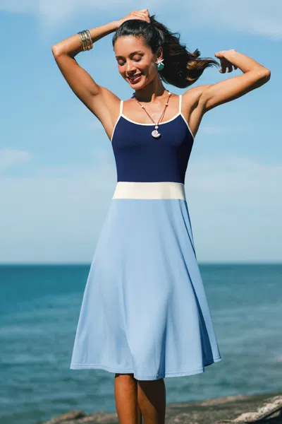 Cupshe Swing Dancer Colorblock Midi Dress In Blue