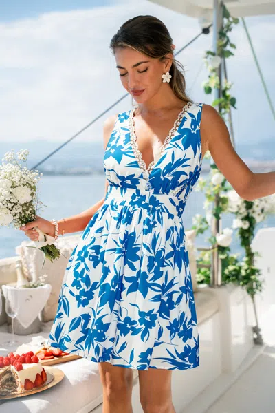 Cupshe Take Me Out Tropical Mini Dress In Blue