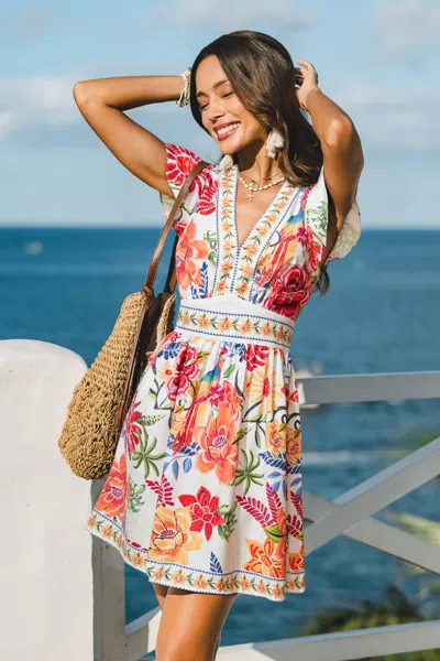 Cupshe Take The Long Way Tropical Mini Dress In Multi