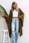 Cupshe Tan Open Front Dolman Sleeve Duster Cardigan In Brown
