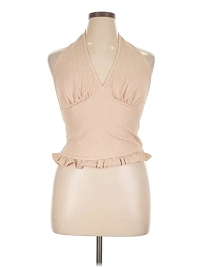 Cupshe Tank Top Tan Halter Neckline Tops In Black