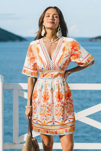 Cupshe Terracotta Tropical Mini Dress In Orange