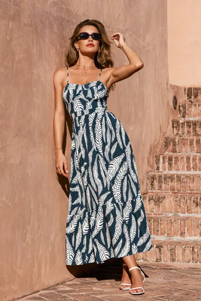 Cupshe That's My Type Tropical Midi Dress In Blue