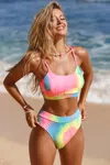 Cupshe Tie-dye Wash Textured Scoop Neck Top & High Waist Bikini Set In Multi