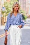 Cupshe Tied Together Striped Shirt In Blue