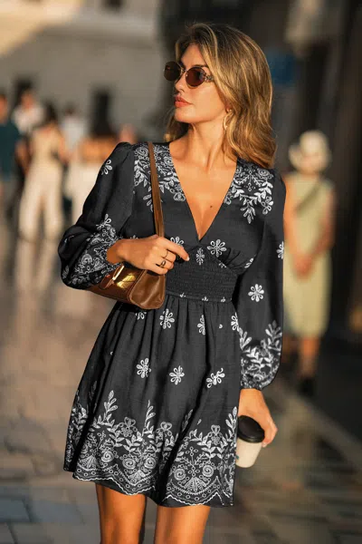 Cupshe Tiger's Eye Floral Mini Dress In Black