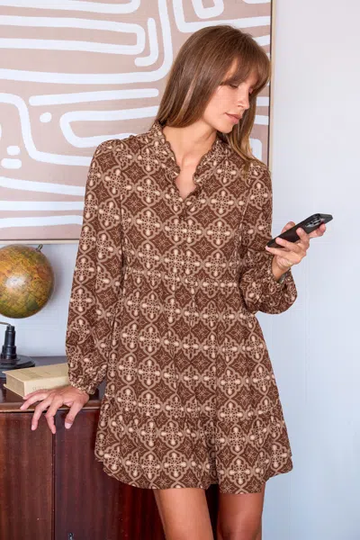 Cupshe Toasted Caramel Ornate Mini Dress