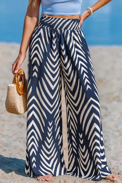 Cupshe Tranquil Wave Abstract Cover-up Pants In Blue