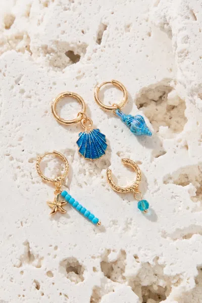 Cupshe Treasure Trove Gold-tone Earring Set In Blue