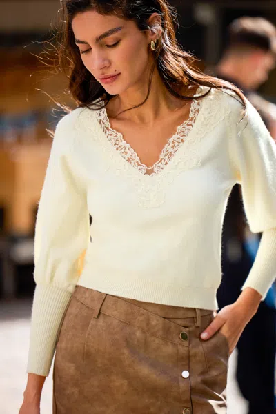 Cupshe Treasured Beige Sweater In White