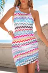 Cupshe Tropical Burst Chevron Cover-up Mini Dress In Multi