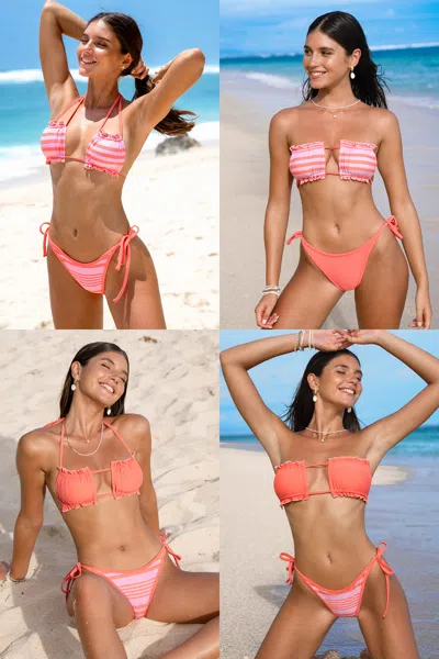 Cupshe Tropical Coral Reversible Bikini Set