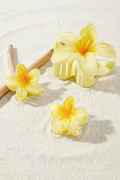 Cupshe Tropical Groves Floral Claw Clip Set In Yellow
