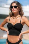 Cupshe Tropical Tango Black Tankini Top In Black