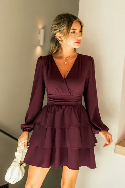 Cupshe Twilight Charm Purple Mini Dress In Burgundy