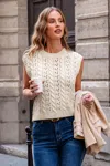 Cupshe Vanilla Cloud Cream Sweater Vest In White