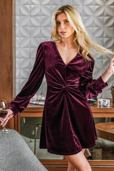 Cupshe Velour Dreams Burgundy Mini Dress