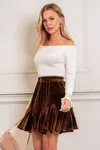 Cupshe Velvet Dream Brown Mini Skirt In Brown