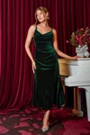 Cupshe Velvet Glimmer Green Maxi Dress In Green
