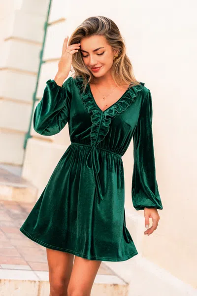 Cupshe Velvet Magic Green Mini Dress