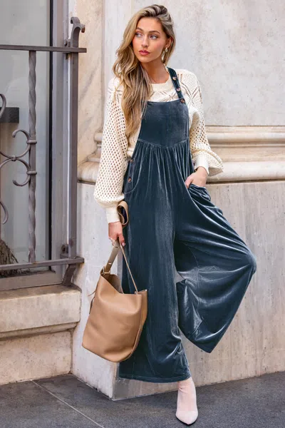 Cupshe Velvet Nights Blue Jumpsuit