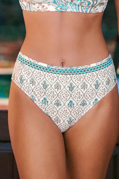 Cupshe Vintage Medallion Ladder Trim Bikini Bottoms In Green