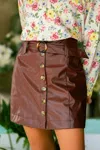 Cupshe Vinyl Spin Brown Mini Skirt In Brown