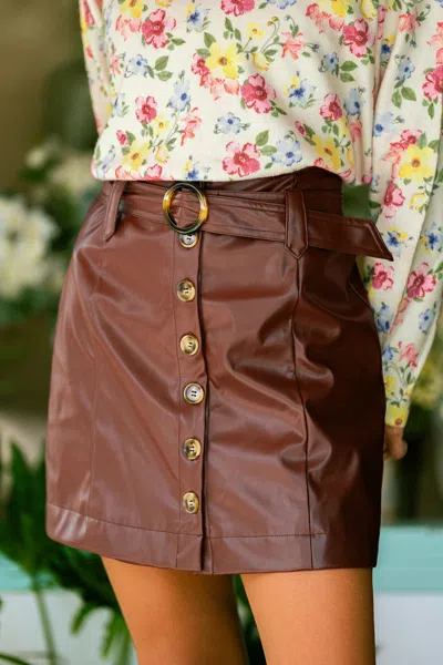 Cupshe Vinyl Spin Brown Mini Skirt