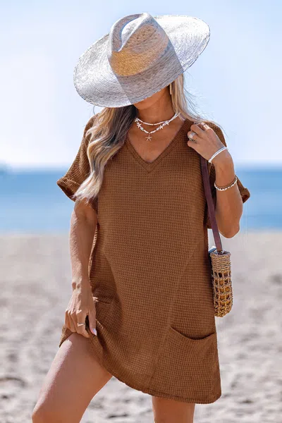 Cupshe Walk Of Fame Brown Cover-up Mini Dress