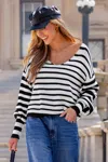 Cupshe Warm Regards Striped Sweater In Black