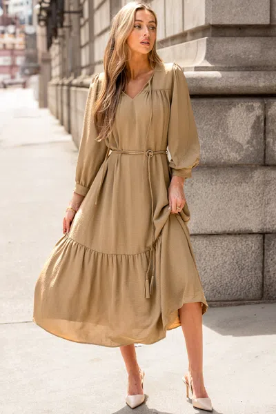 Cupshe Watch The Sunset Beige Midi Dress