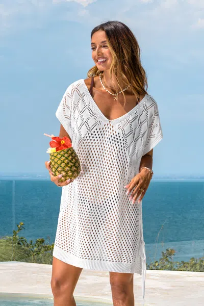 Cupshe Waterfall White Cover-up Mini Dress In Red